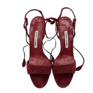 Manolo Blahnik Deep Red Heeled Sandals